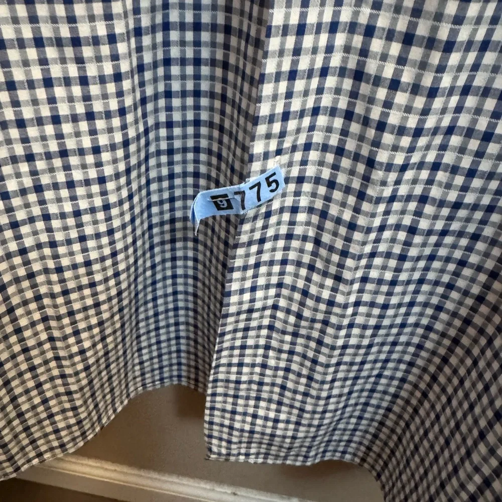 HUGO BOSS Blue & White Check Sharp Shirt 18 34/35 Cotton Like New Wedding EUC
